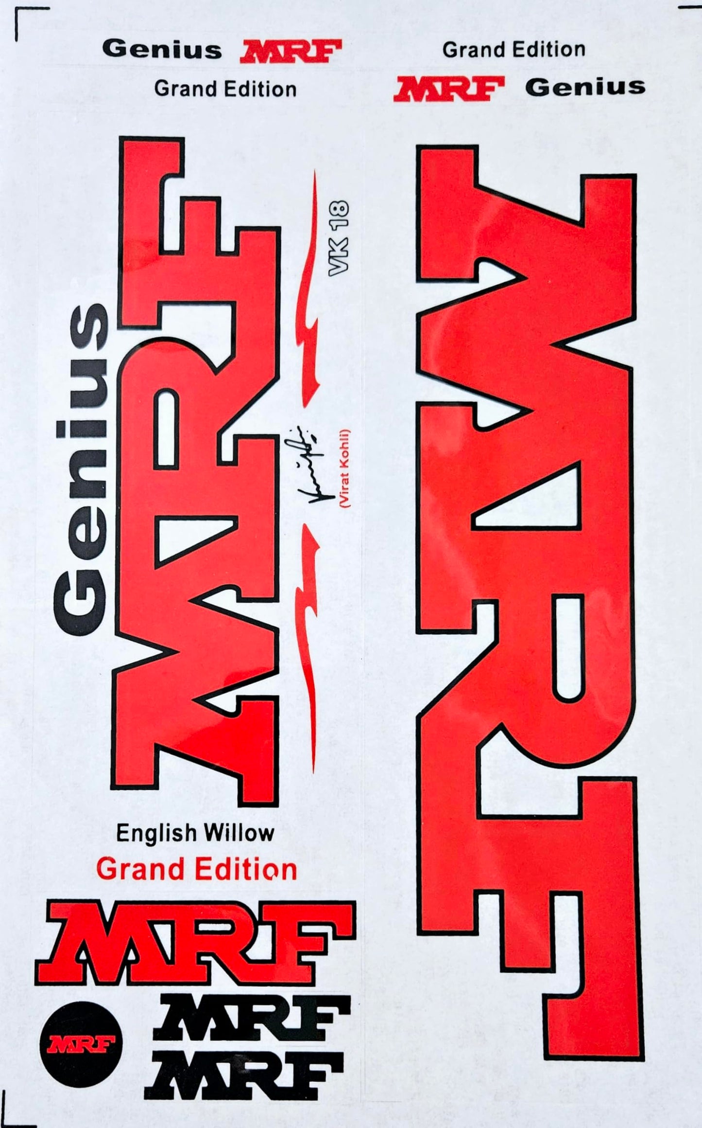 AYN Cricket Bat Sticker | 2D Plain English Willow Fiber Tape | MRF Red