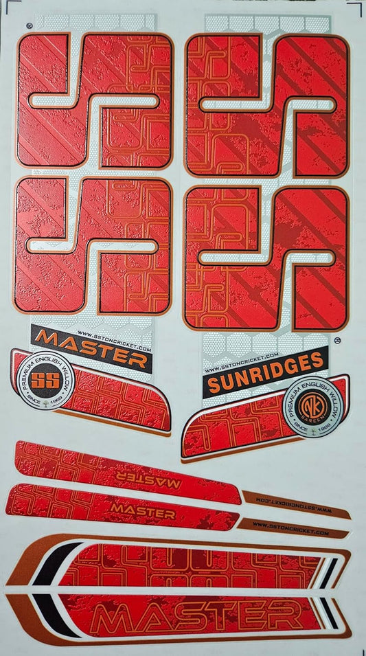 AYN Cricket Bat Sticker 4D Digital Embossed English Willow Fiber Tape Sports Accessories Protection, MSTR Red